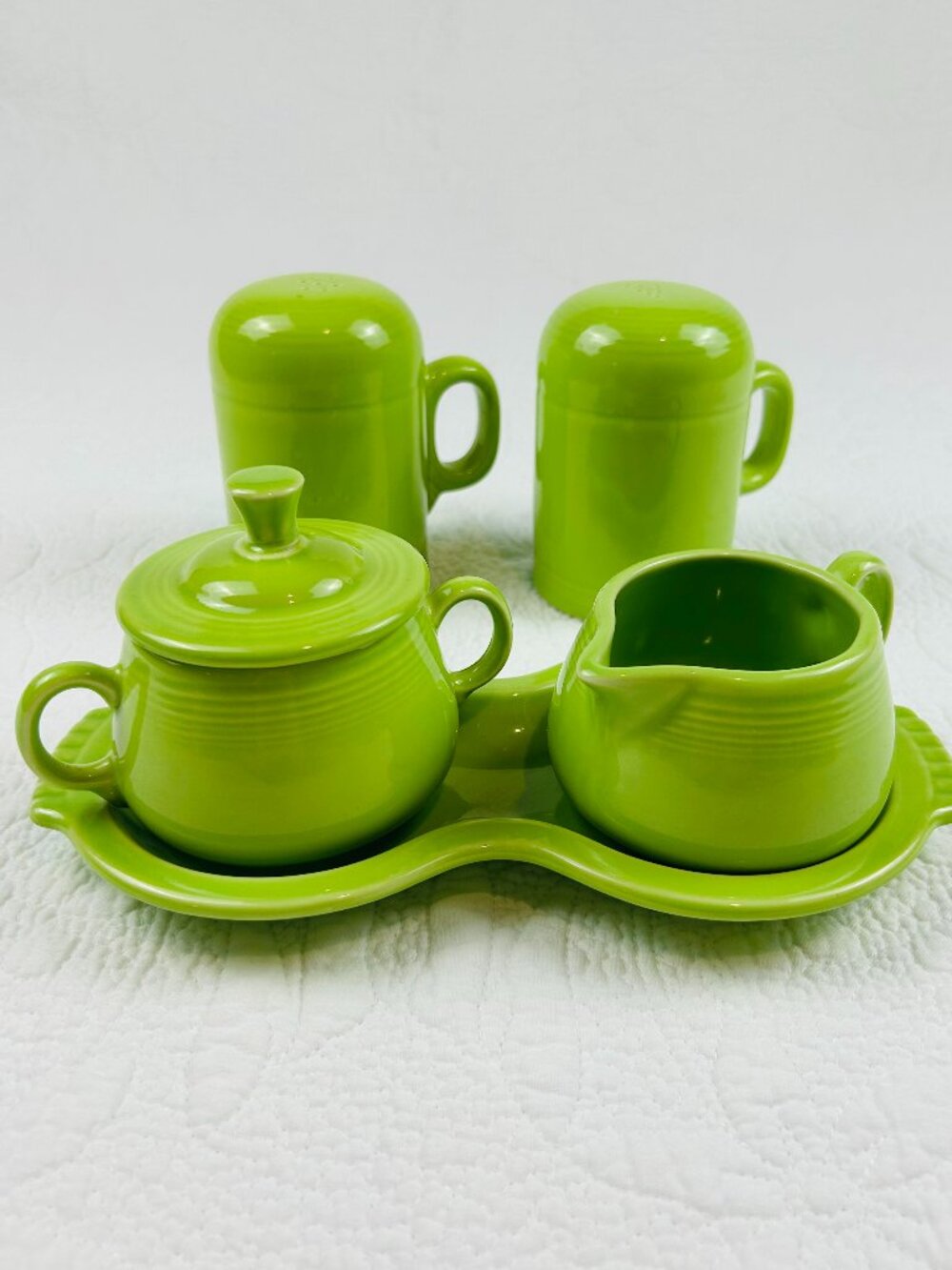 Fiesta | Vintage Chartreuse Cream and Sugar, Salt and Pepper Shaker Set